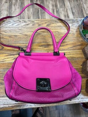 COACH | Drifter Satchel/crossbody berry/hot pink suede/pebbled leather #38388